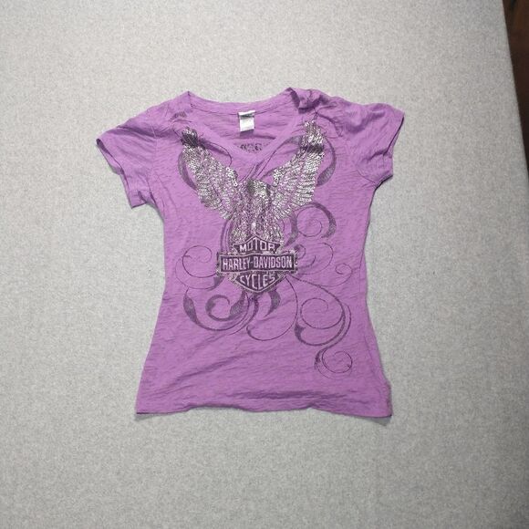 HARLEY DAVIDSON *Midnight Bird* Foil Burnout Top Shirt Medium . - Picture 1 of 6